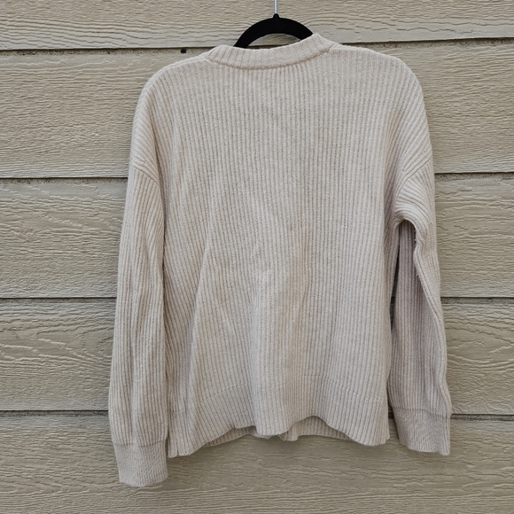 Jonathan Simkhai Estela Wool Cashmere Blend Ribbed Cardigan beige XS - Picture 2 of 5